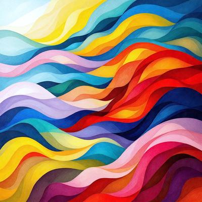 The primary subject of the image is a colorful painting featuring a vibrant and dynamic scene. The painting is a mix of different colors, creating a lively and energetic atmosphere. The setting is a canvas, and the visual style is a combination of digital art and illustration. The colors and mood of the painting are predominantly bright and cheerful, with a strong focus on the vivid hues and patterns.